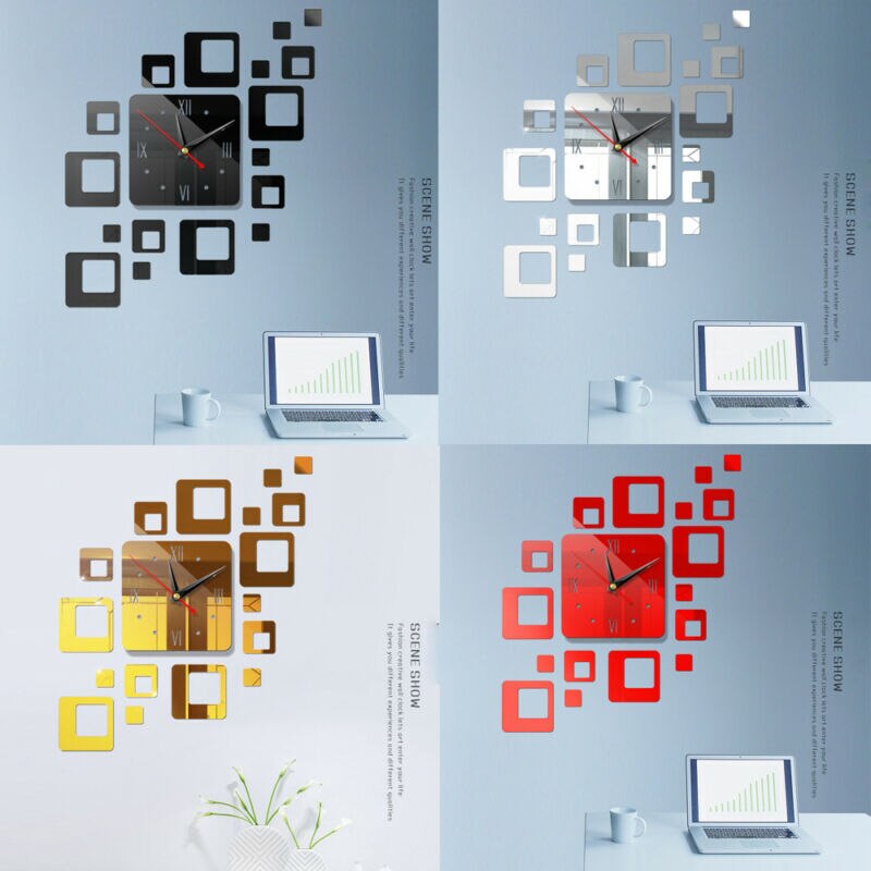 3D Modern Big Clock Hands Wall Watch Big Acrylic Mirror Effect Wall Clock Simple Wall Art Decorative Quartz Quiet Sweep