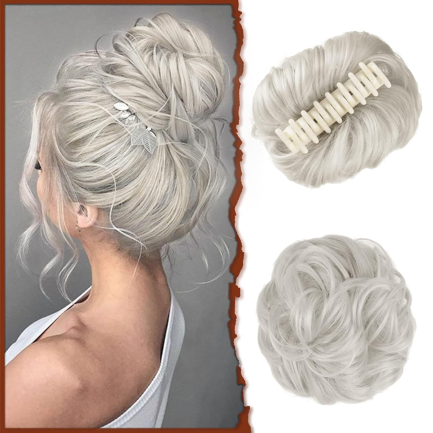 Pedaço de cabelo bagunçado para mulheres, penteado Updo penteado, ondulado encaracolado scrunchies, clipe na garra, chignon sintético, clip w: 4/27HL / 1 PC