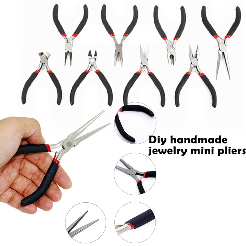Light Weight Stainless Steel Long Nose Tools Round Flat Long Nose Mini Pliers Jewellery Making Bent Nose Pliers