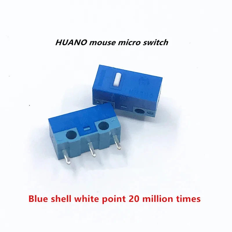 1Pcs Authentic HUANO mouse micro switch button white yellow blue pink green dot blue shell white dot General 3-pin switch: Beige