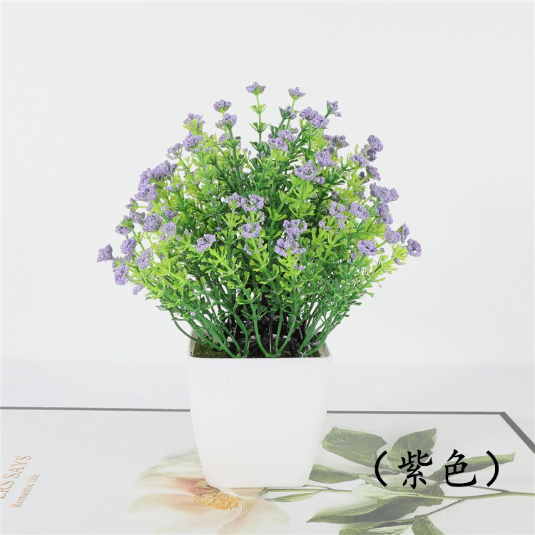 1pc Artificial Flower Bonsai Small Simulated Tree Plants Table Desktop Potted Ornaments Home Hotel Garden Decorate Plants: purple