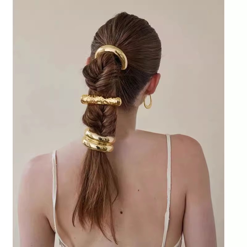Pinzas para el cabello de Metal de doble capa huecas y gruesas simples para mujer, diademas, gomas elásticas, cuerdas para el cabello, accesorios para el cabello de