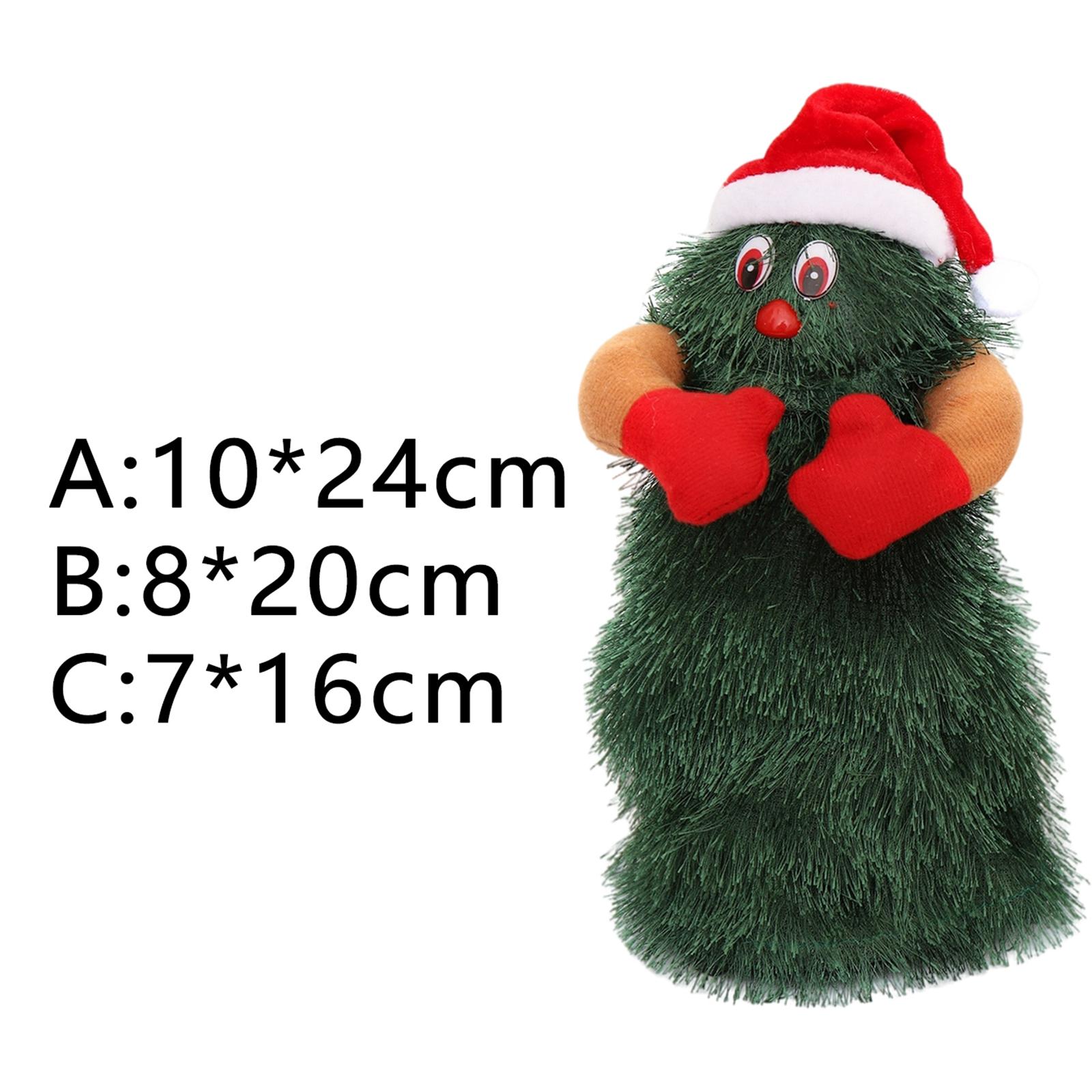 Árbol de Navidad eléctrico, 3 pilas AA (no incluidas), decoración, juguete de felpa resistente al desgaste, juguete para cantar y bailar para escritorio