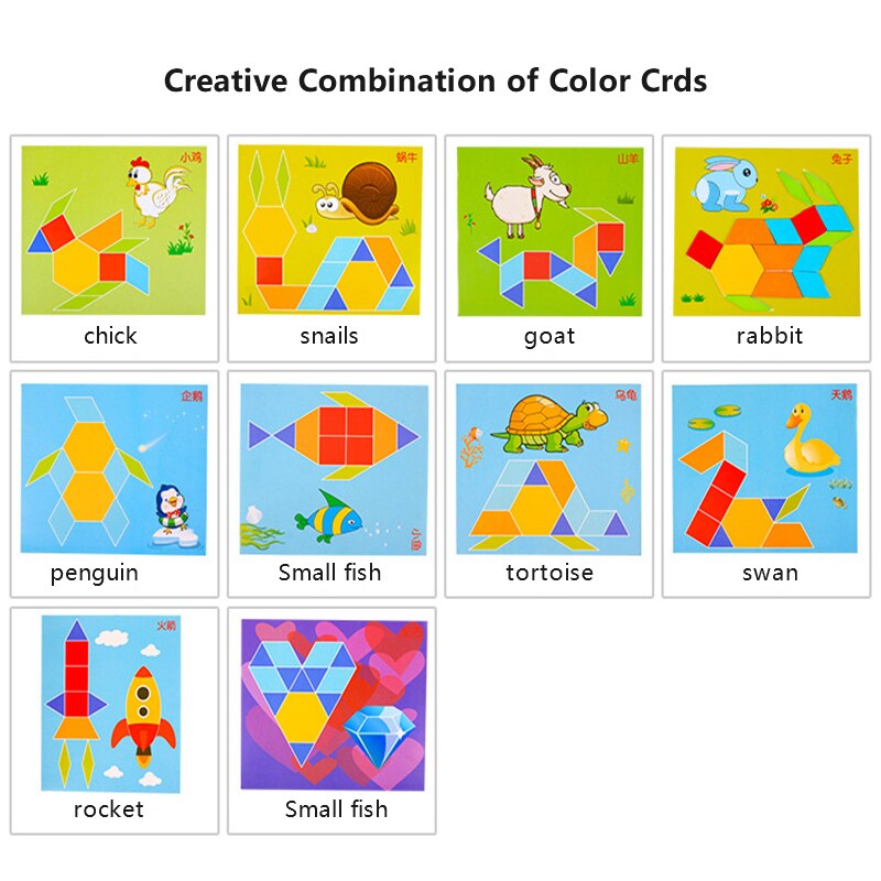 Tangram Intelligence Puzzle 3-4-5-6 ans enfants petite enfance éducation enfants créatifs jouets éducatifs Woode