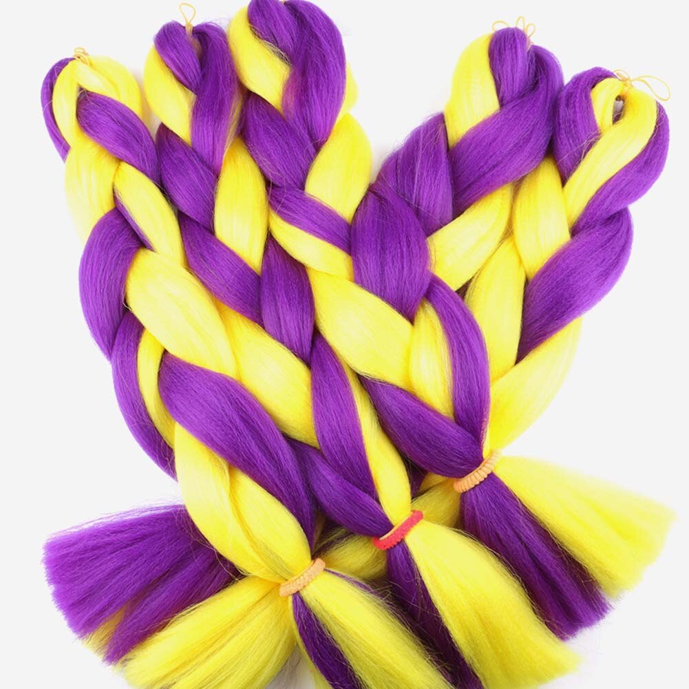 Försträckt ombre fläta hårförlängning mix färgad afro jumbo virkade flätor hår syntetiskt uttryck fläta hår rött rosa