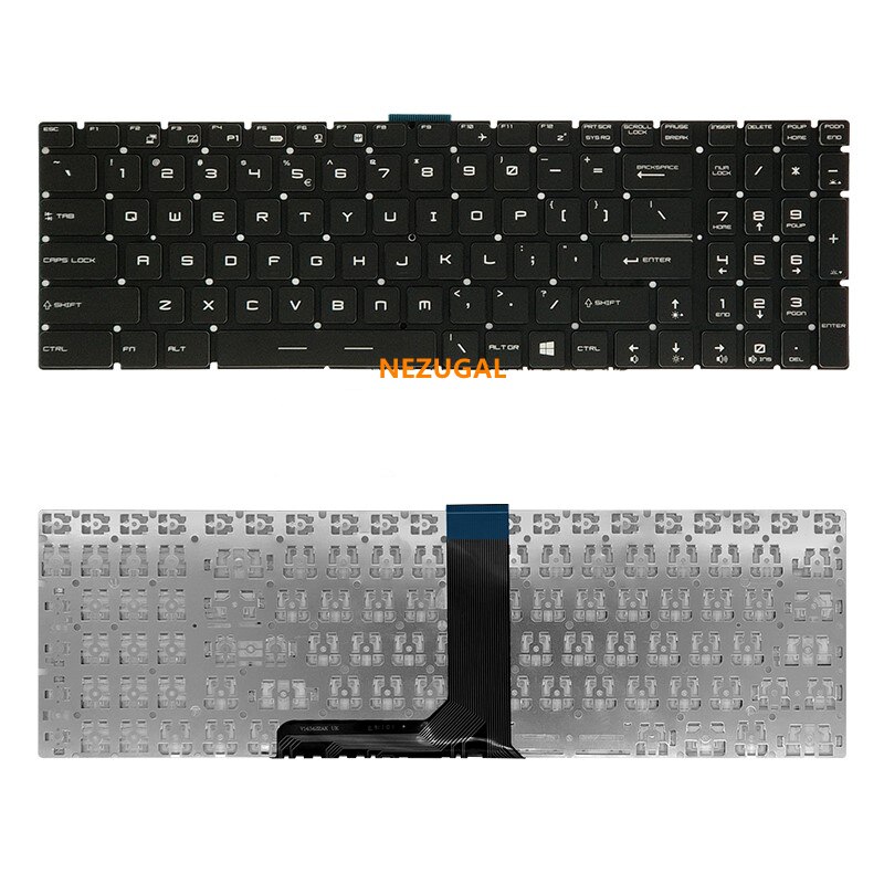 RVB Clavier Rétroéclairé pour MSI GT62 GT72 GE62 GE72 GS60 GS70 GL62 GL72 GP62 GP72 CX62 GS63VR GS73VR GT72VR GT83VR GE62V Anglais AMÉRICAIN: No backlight