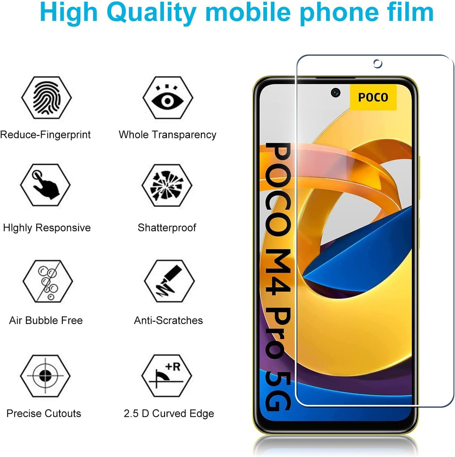 Pour Xiaomi Poco M4 Pro 5G verre trempé haute définition anti-déflagrant protecteur d'écran film de verre 2/4 pièces