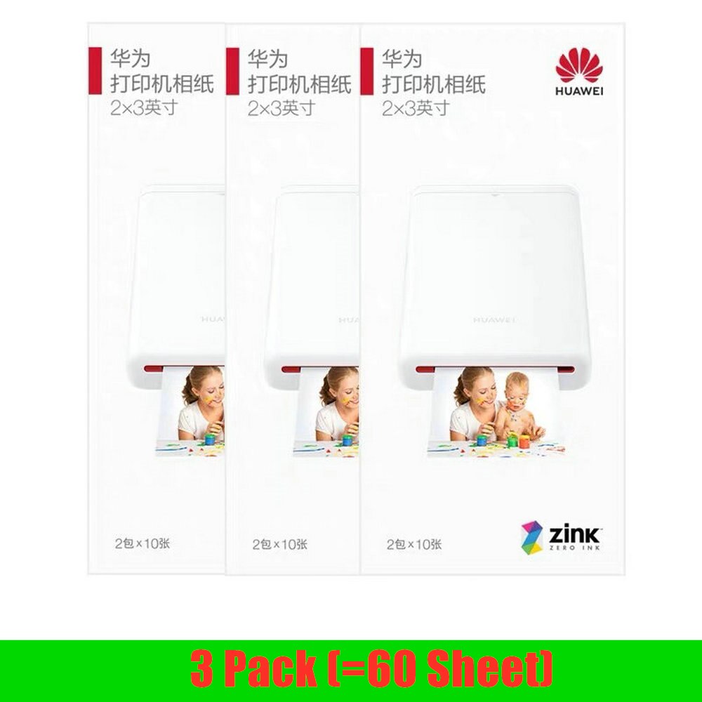 Original Huawei Zink 2*3 zoll Foto Papier 50*76mm Für Huawei Drucker Foto Papier Kanon zoemini LG PD261 251 233 239SP: 3 Pack 60Blatt