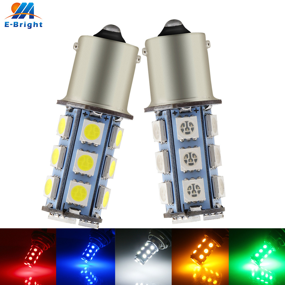 2X DC12V P21W 1156 BA15S 1157 5050 18 SMD LED Bulb Car Light Turn Signal Backup Reverse Tail Lamp White Blue Red Green Amber