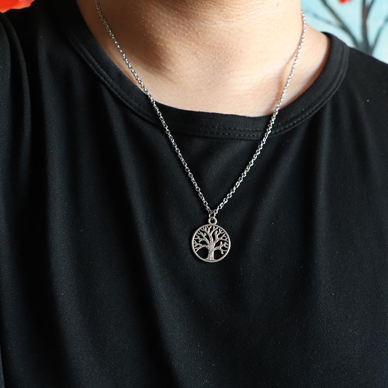 Girocollo del bambino delle donne dei monili della collana del pendente chiave dell'ancora dell'albero di lusso della catena dell'acciaio inossidabile di stile popolare per il partito dell'amica femminile: BY Tree1