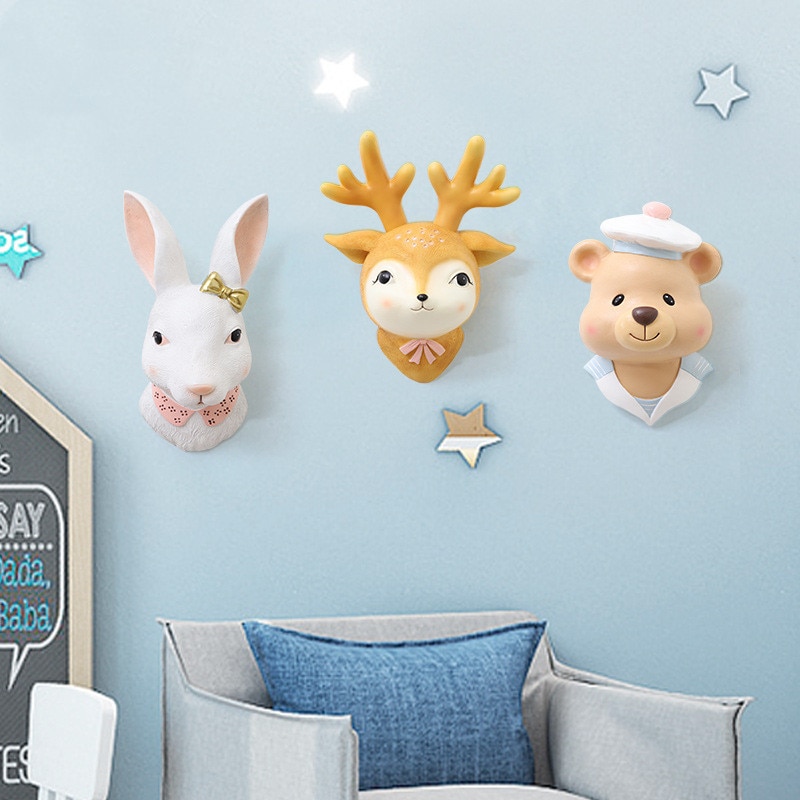 Baby flicka rum dekor djurhuvud väggdekoration för vardagsrum hänge barn flicka barndom sovrum soft install heminredning