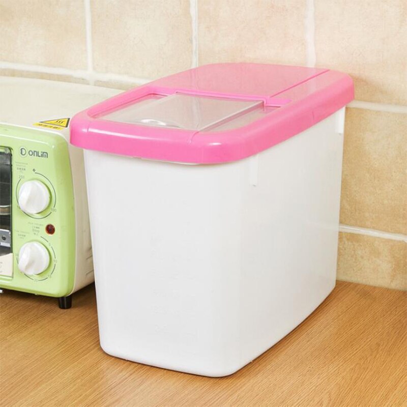 7.5kg/10kg förvaringsbehållare för rismat kök förvaringslåda fukttät förseglad mångkopp med torrfoderbehållare med flera korn: Rosa / 7.5kg