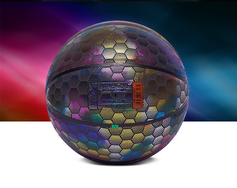 Holografische Reflectie Lichtgevende Fluorescerende Basketbal Rainbow Star Sky Online Cool Basketbal Lichteffecten Shiny Size7