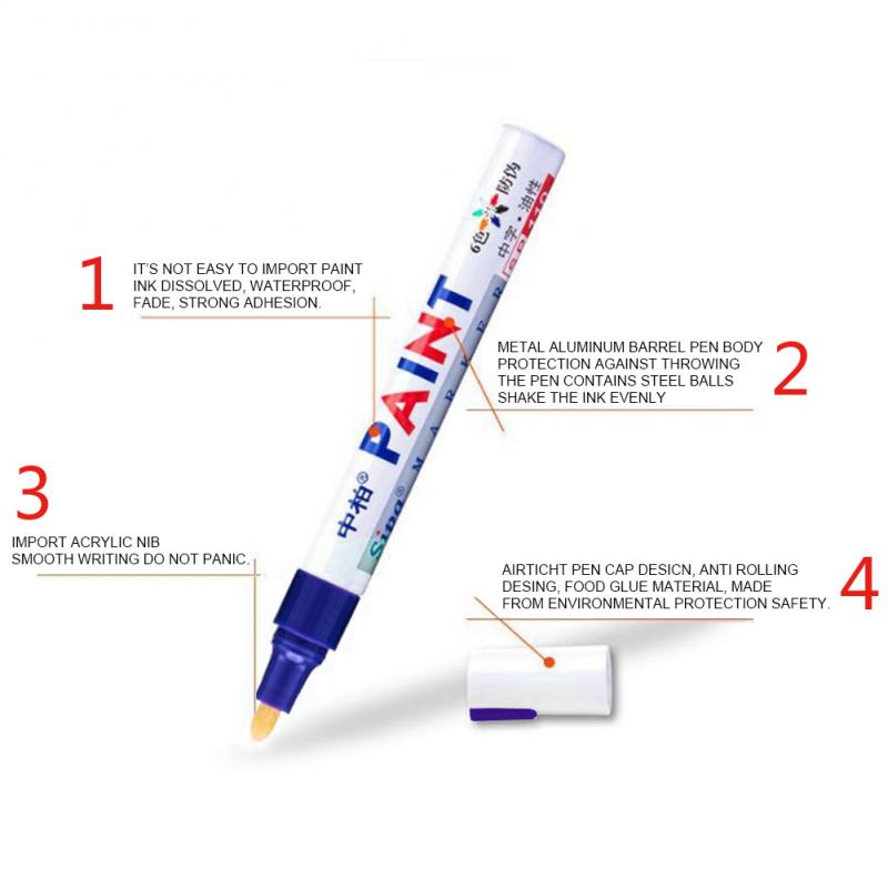 DIY Album Black Card Metal Pen Touch Up Pen Tire Pen Lacquer Oil Pen Auto Rubber Tyre Tread Metal Permanent Paint Marker: purple