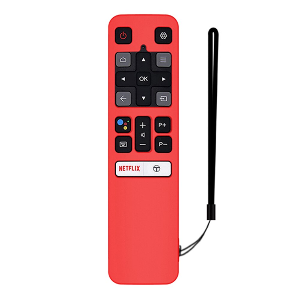 Funda protectora de silicona con cordón para mando a distancia, funda protectora para TCL RC802V FMR1 FNR1 155x40x18m: BLACK PEARL