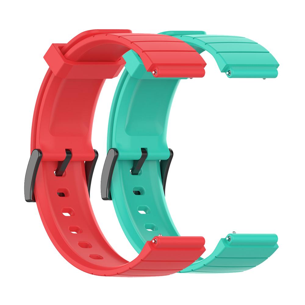 2 stuks 18mm horlogebandjes voor de xiaomi mi smart watch, zachte tpu rubberen horlogeband, vervanging voor de xiaomi mi horlogebandjes, accessoires: Rode blauwgroene
