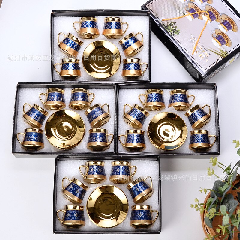 6 cups and 6 plates of ceramic cups box set European-style coffee cup hand-holding ceremony opening ceremony: Section k