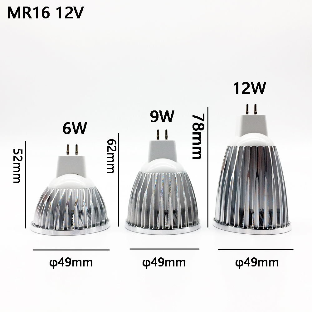 Foco Led Cob GU5.3 Led MR16 de alta potencia MR 6 12V GU 5,3 220V regulable lámpara de bombilla blanca fría cálida COB 6w 9w 12w Lampada
