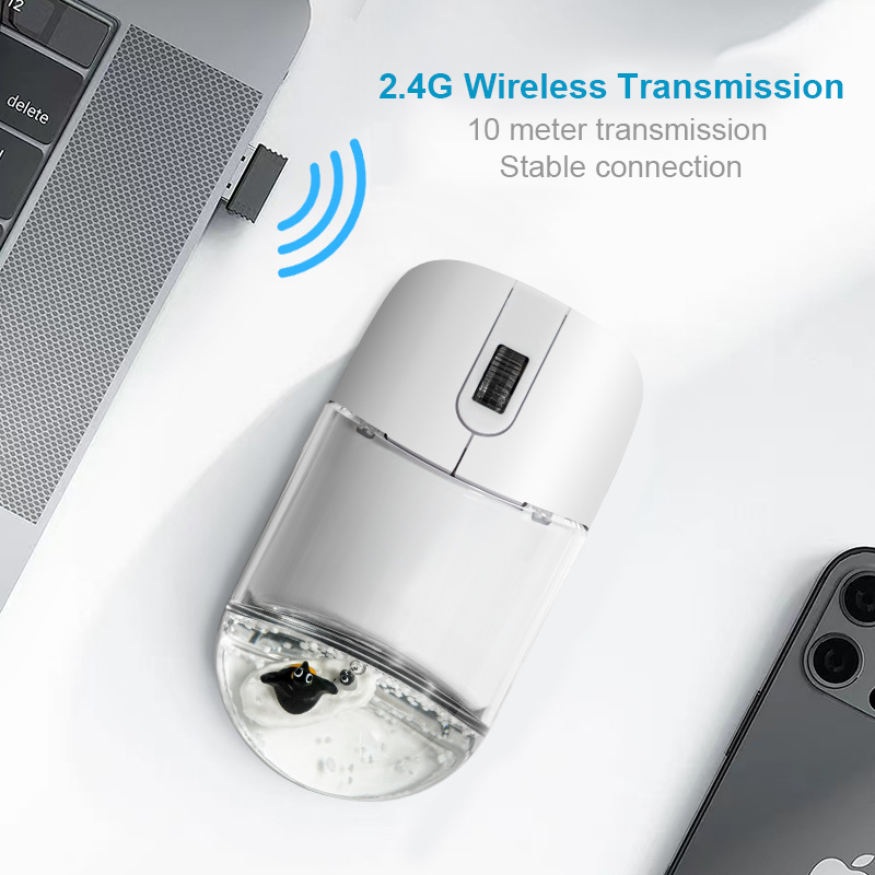 2,4G Nette Ozean Kreaturen Drahtlose Maus Kreative Schwimmende Tiere Computer USB Kristall Flüssigkeit Optische Mäuse Für Büro Laptop