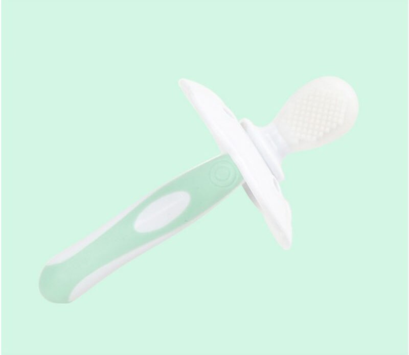 Baby Tandenborstel Dubbelzijdig Baby Kinderen Dental Oral Care Kids Soft Silicone Training Tandenborstel: GREEN