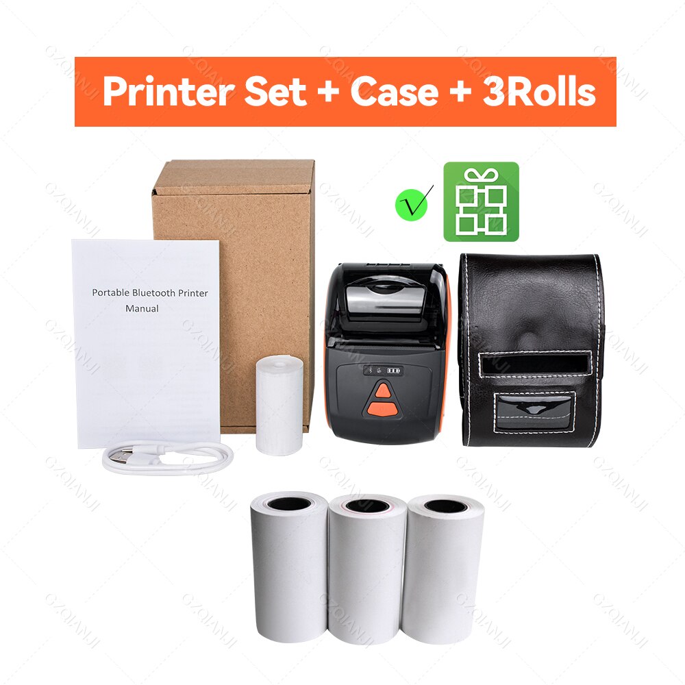 Protable Mini 2 inch Bluetooth Thermal Printer Wireless Receipt Bill Barcode Loyverse POS app on Android Phone Printer Maker 58: Add 3 Rolls