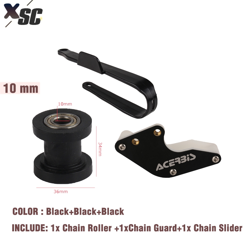 Motorcycle Swingarm Protection Chain Slider Rear Cover Chain Protector Guard Guide Roller Wheel Guard Set Pit Dirt Bike Racing: Orange