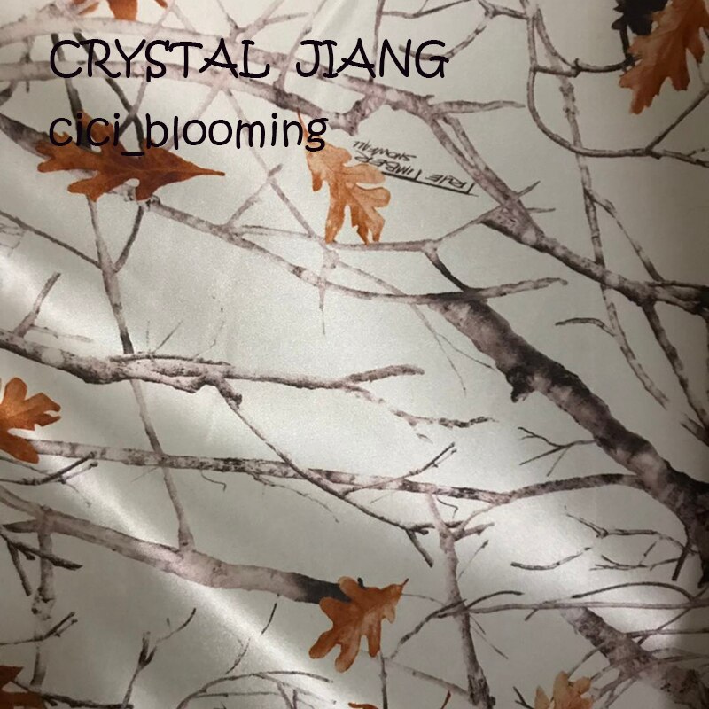 Witte sneeuwval, echte houtcamouflage bruidssatijnen stof, 150cm breedtes