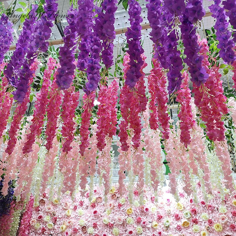 Artificial wisteria flower vine ceiling DIY wedding arch rattan bean flower string bunch party home Christmas flower wall decor