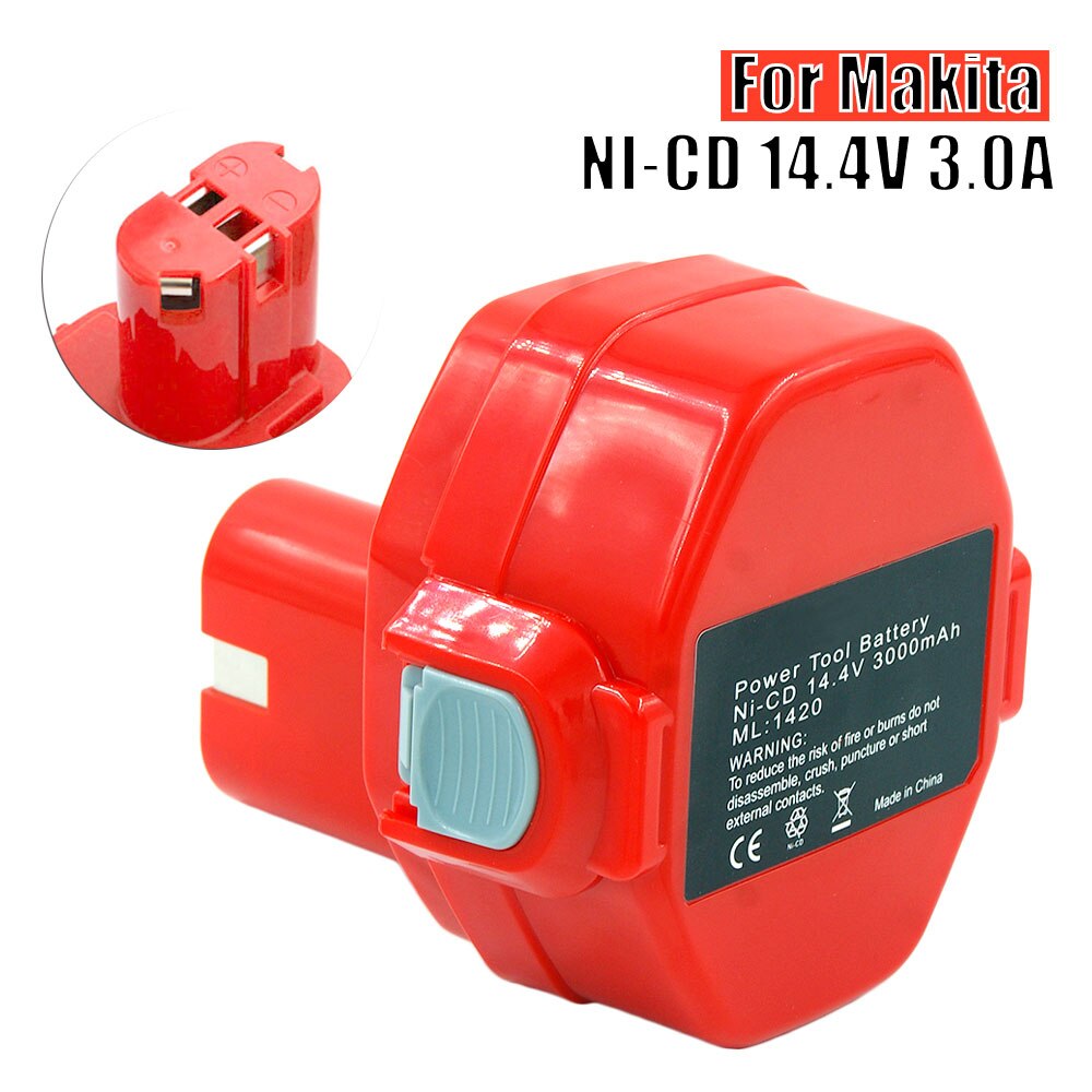 14.4V 3000mAh Ni-CD Power Tools Oplaadbare Batterij voor Makita Accuboormachine PA14 1433 JR140D 1420 6280D 6281D 6333D