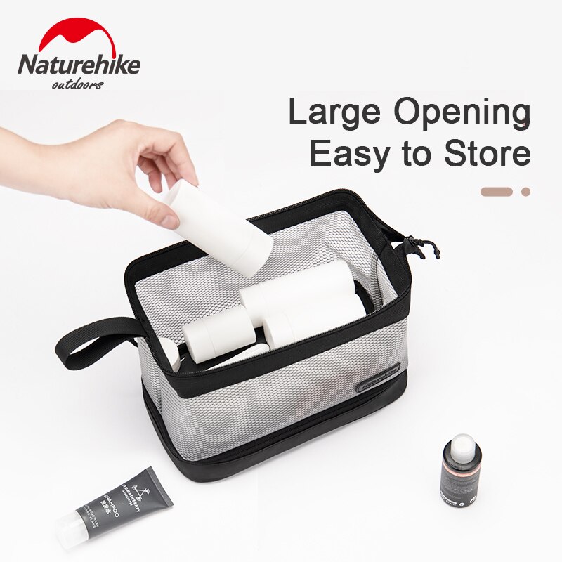 Naturehike Waterproof Toiletry Bag Ultralight Outdoor Double Dry and Wet Separate Bag 4L Travel Portable Storage Bag Daily Use