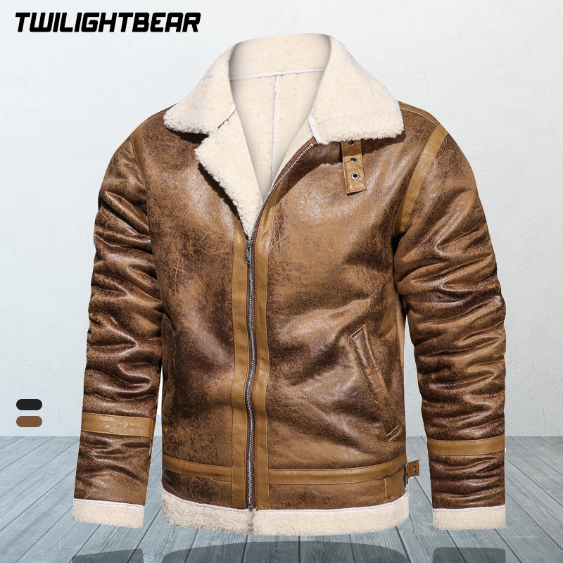 Winter Heren Leren Jas Oversized Bovenkleding Retro Casual Jassen Heren Bont Motorjassen A2fh06
