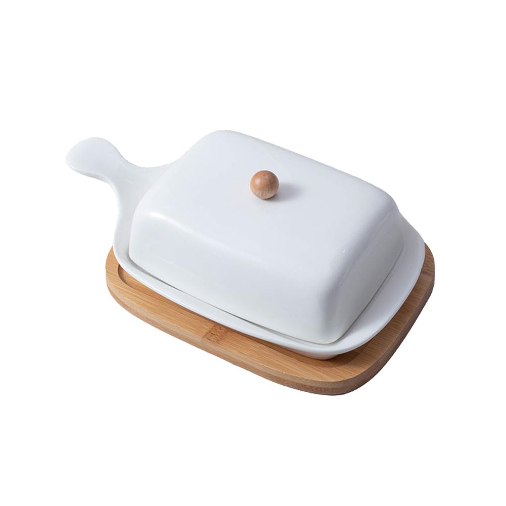 1pc Porcelain Butter Dish With Lid, Perfect For East / West Butter Porcelain Butter Dish With Handle Cheese Dish: Default Title