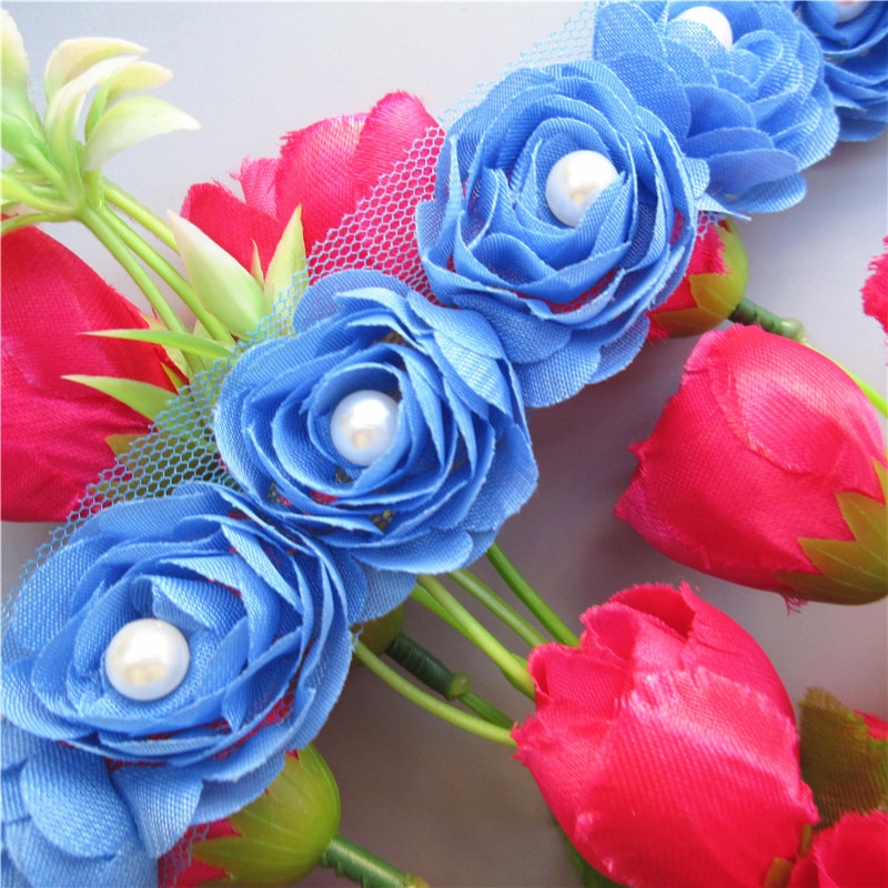 Oplosbare Chiffon Rose Bloem Parel Geborduurde Stof Kant Trim Lint Handgemaakte DIY Naaibenodigdheden Ambachtelijke Voor Kostuum Decoratie