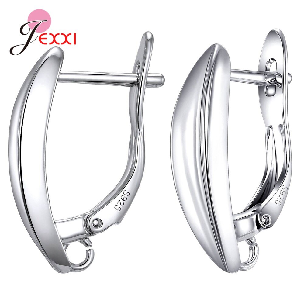 Pendientes de plata de ley 925 auténtica para mujer y niña, accesorios de joyería DIY, componente de joyería: B