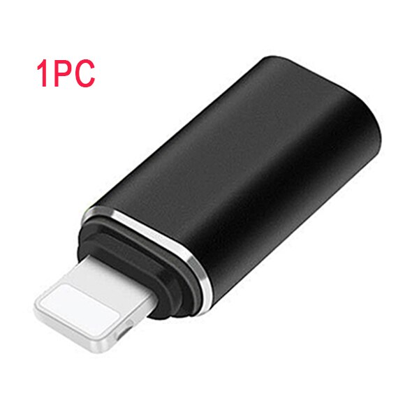 ¡! ACCEZZ-Mini adaptador USB para IOS, convertidor de cargador de sincronización tipo C hembra a macho para iluminación de Apple, para iphone X, XS, XR, 8, 7 Plus: 1pc Black