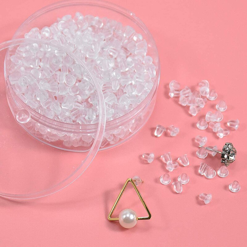 500 PCS/lot Transparent Rubber Earrings Back Plug Clear White Color DIY Jewelry Findings Making Earring Post Stopper Accessories