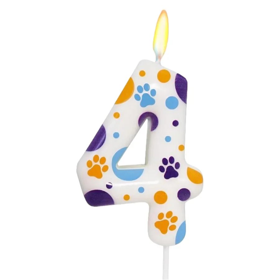Bougies d'anniversaire imprimées sur le thème de la patte de chien bleue, fournitures de fête d'anniversaire, décoration de gâteau en patte, anniversaire: Clair