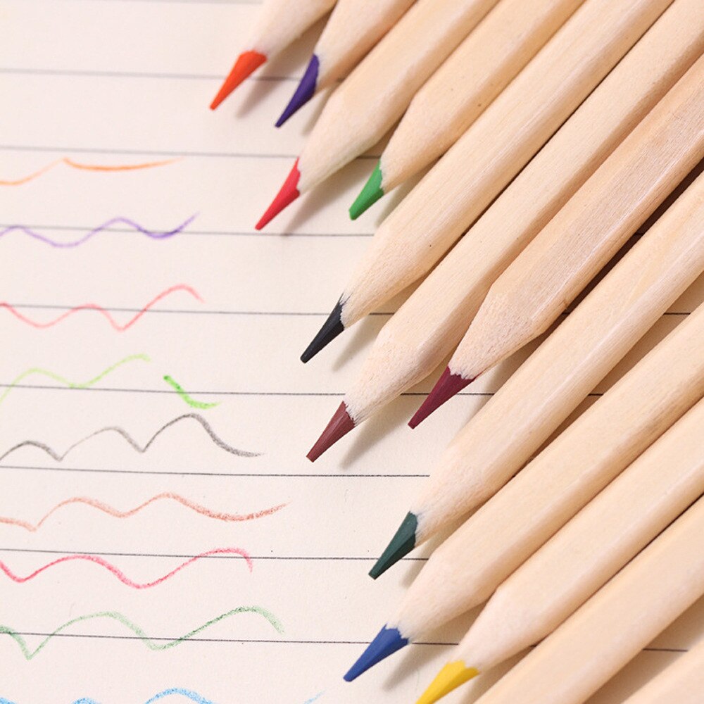Juego de lápices pequeños de 12 colores para adultos y niños, Cubo de madera para pintar, lápices de colores especiales