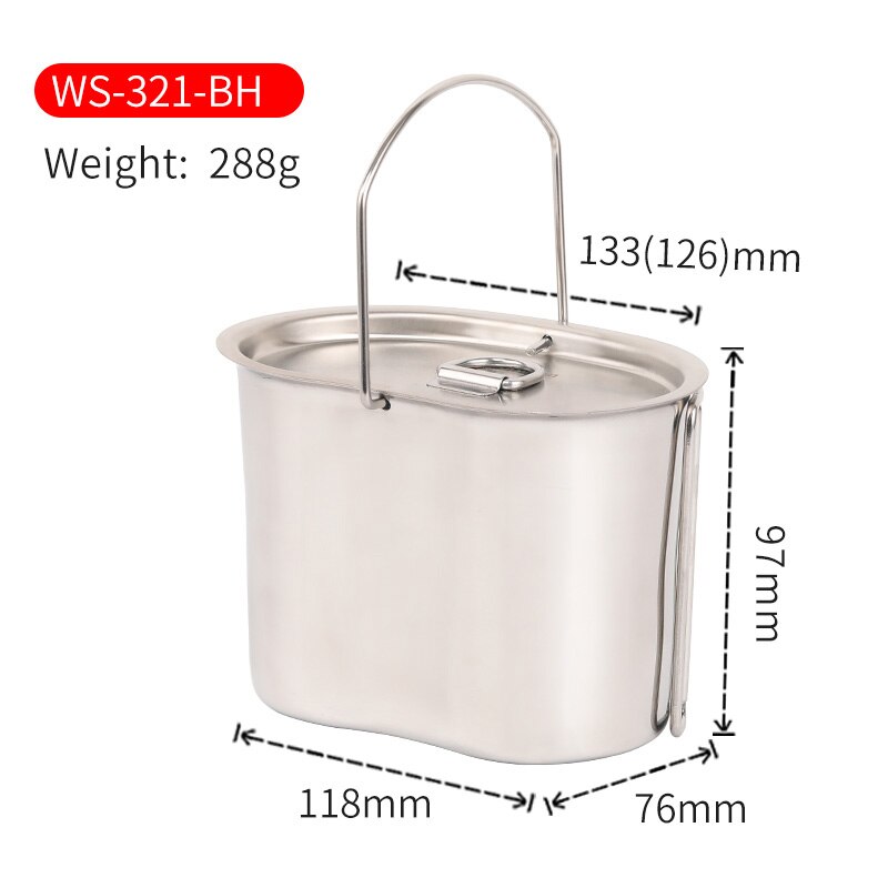 Tiartisan di Campeggio Esterna In acciaio Inox 304 Esercito Edizione Mensa Tazza Lunch box con Bail maniglia e di Legno stufa set