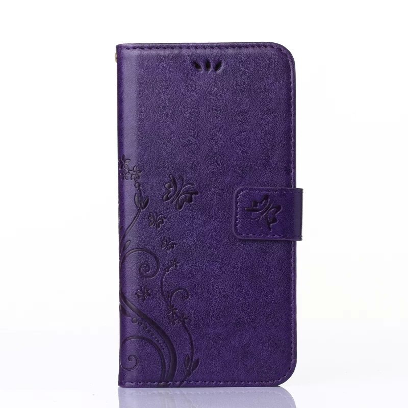 Voor Samsung Galaxy Xcover 3 G388F Xcover3 G388 Case portemonnee Vlinder bloem Magnetische Holster Flip PU Lederen Gevallen: Paars