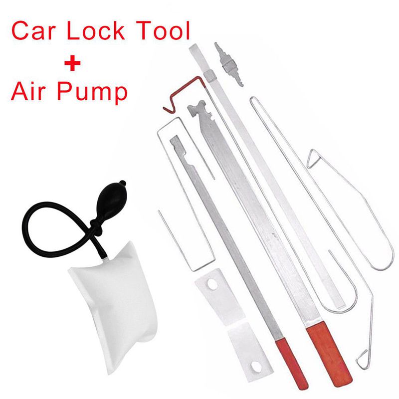 Auto Deurslot Out Emergency Open Unlock Key Gereedschap Kit + Zwart Luchtpomp Universele