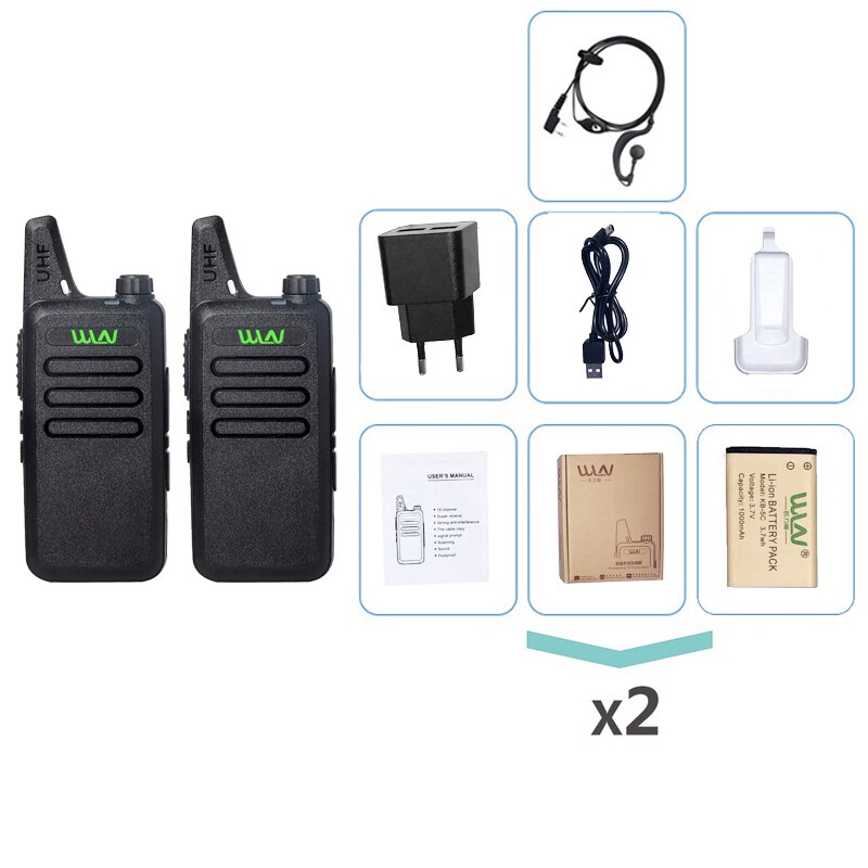 2pcs WLN KD C1 Mini Walkie Talkie рация Handheld 2 Way Ham Radio hf Transceiver USB Charging KD-C1 uhf Walkie-Talkies wln KDC1: Black-Add Headset / Euro