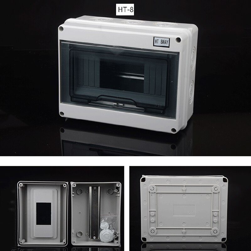 2/5/8/12/15/18/24Ways Electrical Distribution Box Outdoor Circuit Breaker MCB Power Plastic Junction Box Waterproof Project Case: HT-8