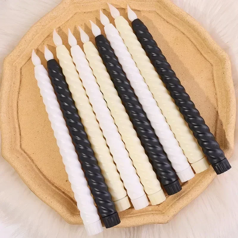 Bougies LED longues sans flamme, 1/6 pièces, bougies pointues, alimentées par batterie, bougies scintillantes, décoration de fête de noël