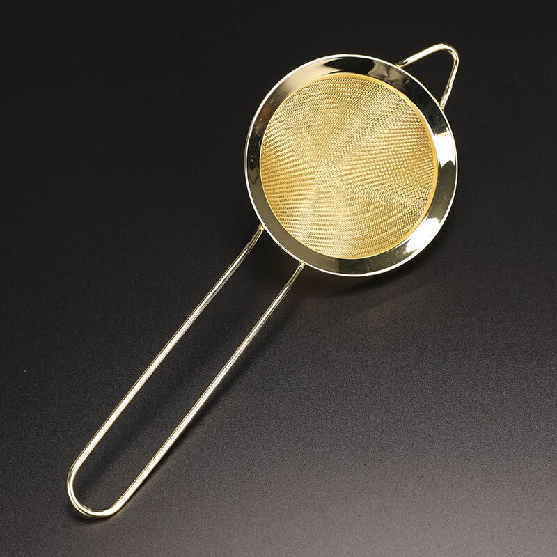 Premium Greenhill Fijne Zeef, 9 cm Diameter met fijne mesh, 18/8 Roestvrij Staal, Bar & Barman Tool: Golden Plated