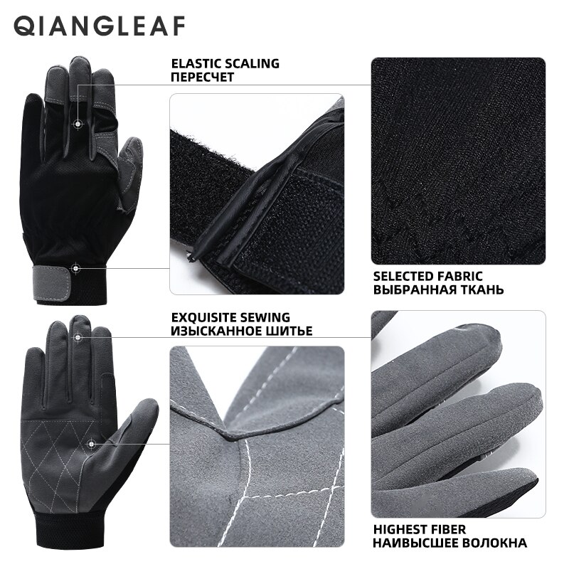 QIANGLEAF Mikrofaser Arbeit Handschuhe draussen Bauernhof Reiten Sport Sommer Atmungs Schwarz Hand Sicherheit Schutz Handschuh 6490