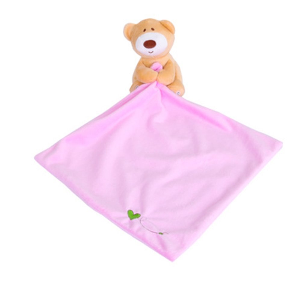 Baby lommetørklæde bære beroligende håndklæde spyt håndklæde dukke super blød og ikke-shedding pp bomuld komfort håndklæde: Lyserød