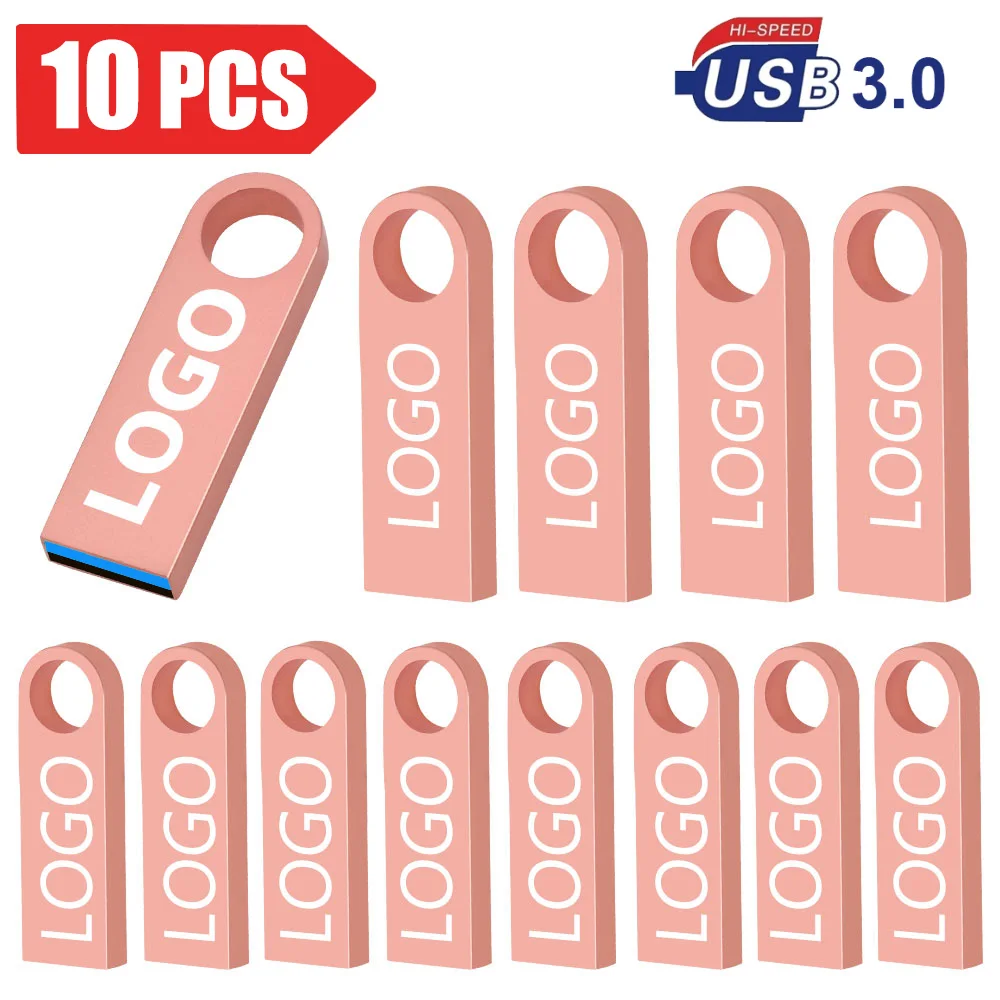 10/ 20/50 Pcs/lot Free Logo metal USB 3. 0Flash Drive 64GB 32GB memory Flash USB Stick 16GB 8GB pen drive PenDrive U Disk: green / 64GB
