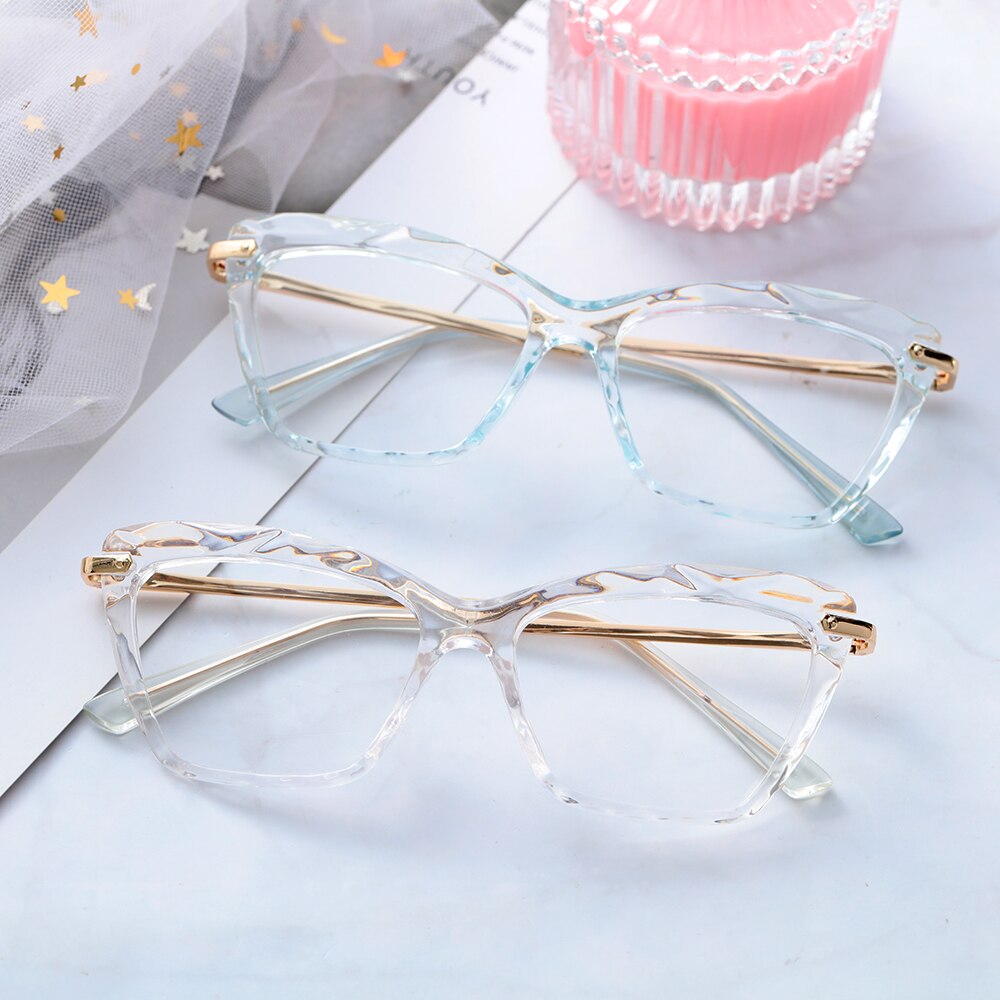Gafas cuadradas de con marco de cristal facetado gafas Vintage para mujer estilos de gafas ópticas de ordenador