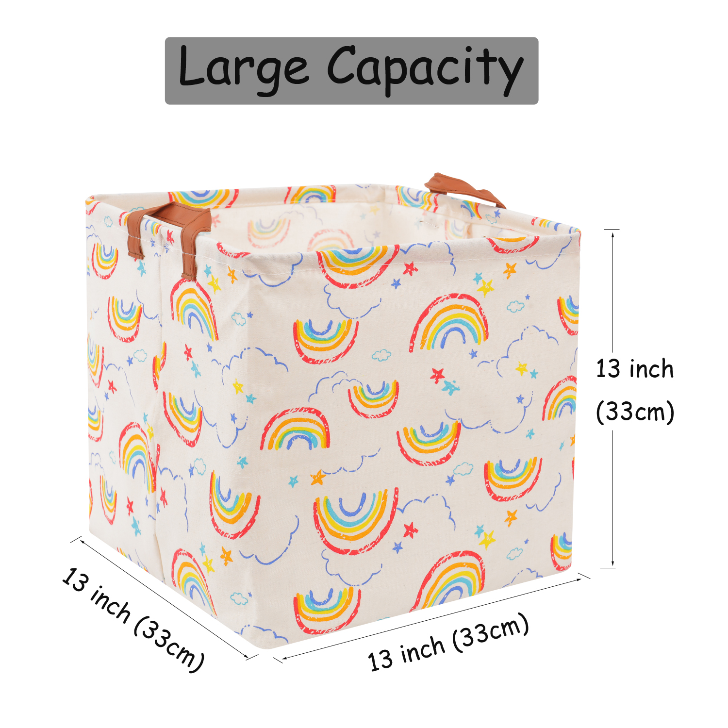 Large Capacity Square Folding Storage Basket Toys Clothes Organizer Waterproof Leather Handles Laundry Hampe Home Storage Bag: Yellow